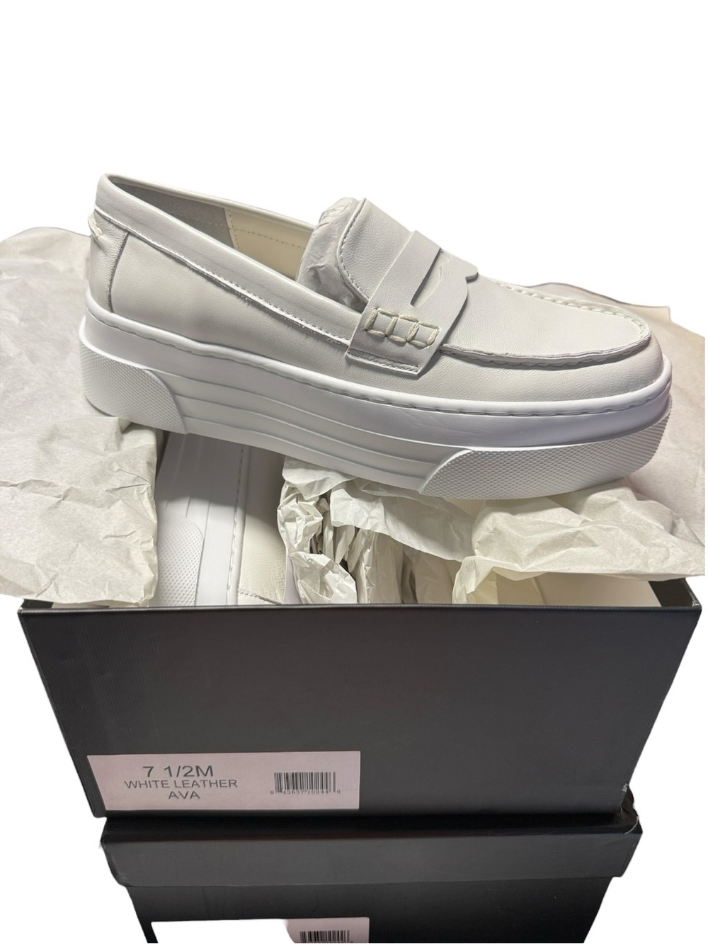 NWOT J/SLIDES Ava Sneaker White Leather Platform Loafer Size 7.5